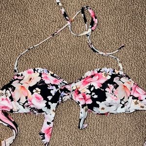 bandeau floral bikini top